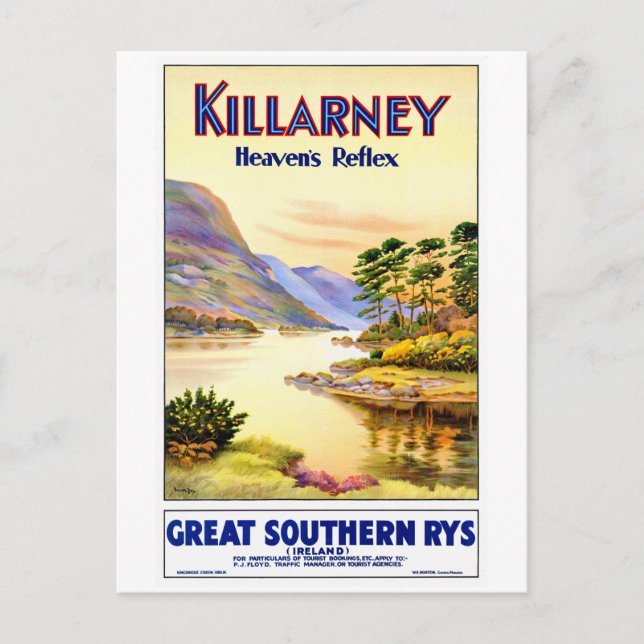 Postal Restauración de la Poster de Viajes de Killarney I (Anverso)