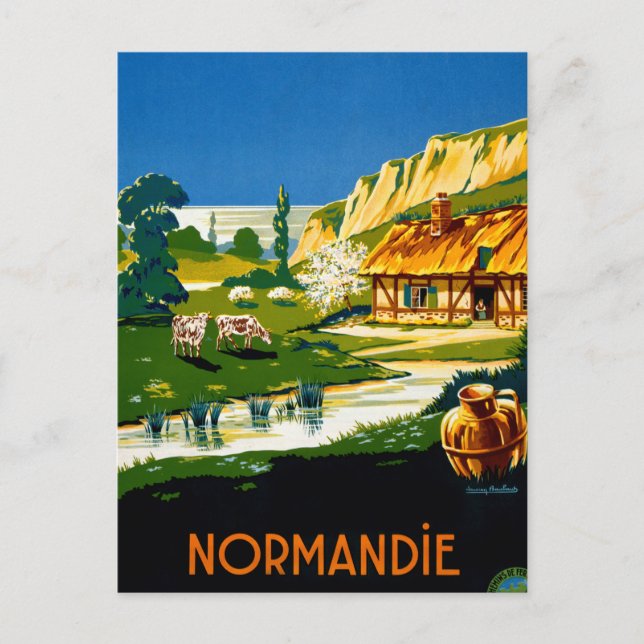 Postal Restauración de la Poster de Viajes Normandía Vint (Anverso)