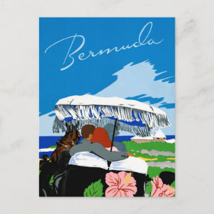 Postal Restauración de Poster de Viajes de Bermudas Vinta
