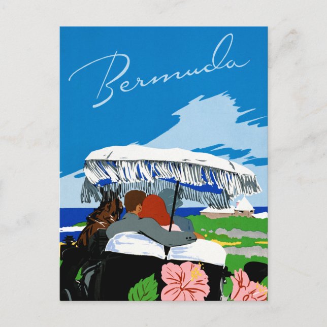 Postal Restauración de Poster de Viajes de Bermudas Vinta (Anverso)