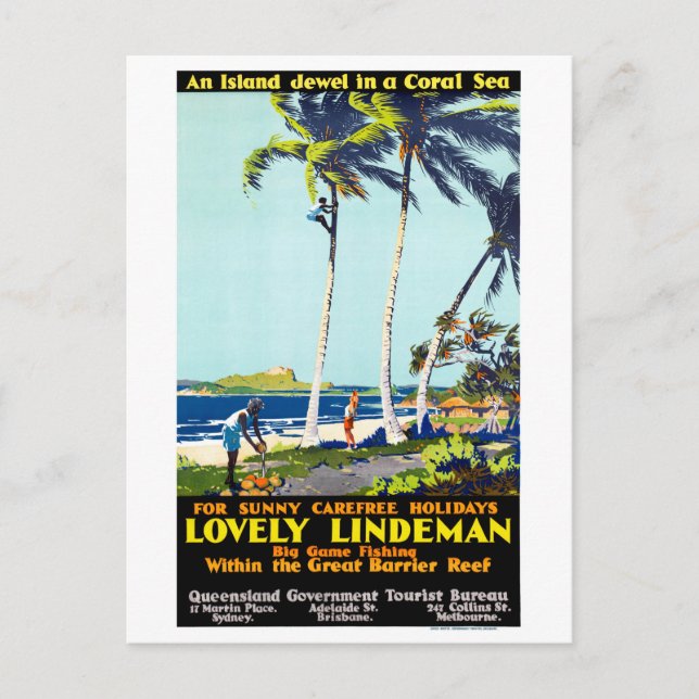 Postal Restauración de Poster de viajes de cosecha austra (Anverso)