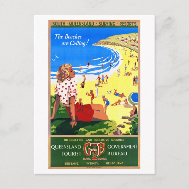 Postal Restauración de Poster de viajes de cosecha austra (Anverso)