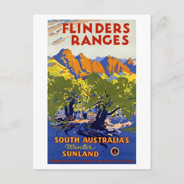 Postal Restauración de Poster de viajes de cosecha austra (Anverso)