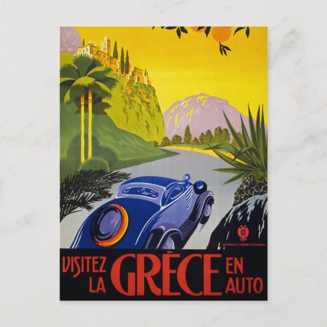Postal Restauración de Poster de viajes de época de Greci (Anverso)
