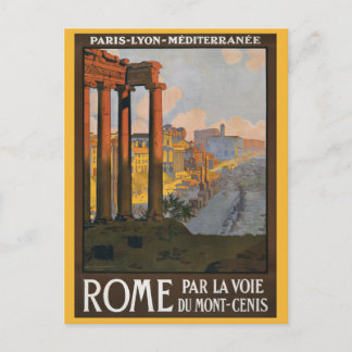 Postal Restauración de Poster de Viajes de Roma Vintage