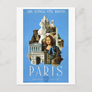 Postal Restauración de Poster de Viajes Vintage de París 