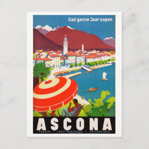 Postal Restauración del Poster de viajes Ascona Vintage d