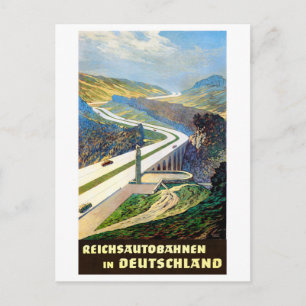 Postal Restauración del Poster de Viajes Autobahn Vintage