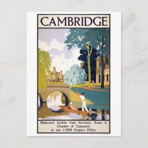 Postal Restauración del Poster de Viajes de Cambridge Vin