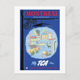 Postal Restauración del Poster de Viajes de Montreal Vint