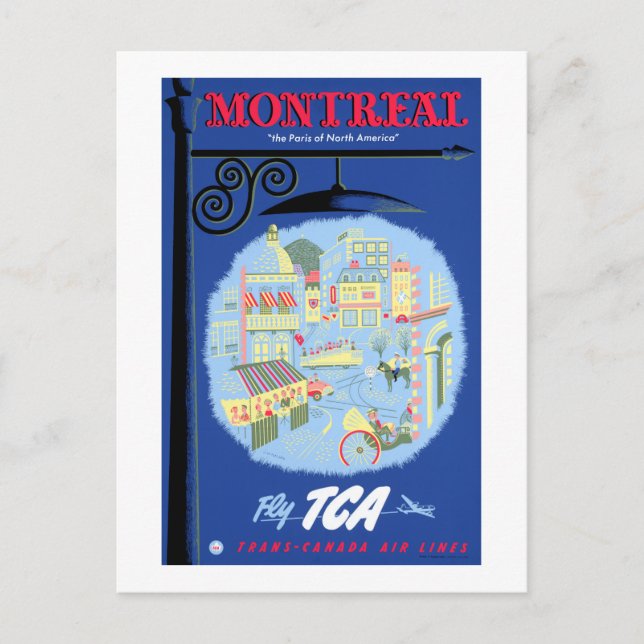 Postal Restauración del Poster de Viajes de Montreal Vint (Anverso)