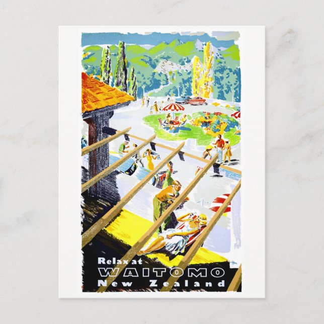 Postal Restauración del Poster de Viajes de Nueva Zelanda (Anverso)