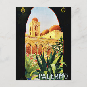 Postal Restauración del Poster de Viajes Palermo Sicilia