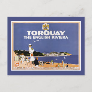 Postal Restauración del Poster de Viajes Torquay Vintage