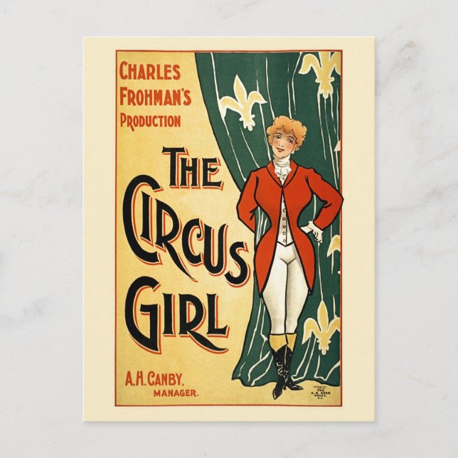 Postal restaurado Afiche de la época del Circus Chica (Anverso)