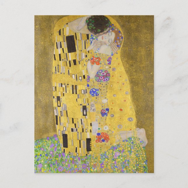 Postal Restaurado Gustav Klimt El Kiss Art Nouveau (Anverso)