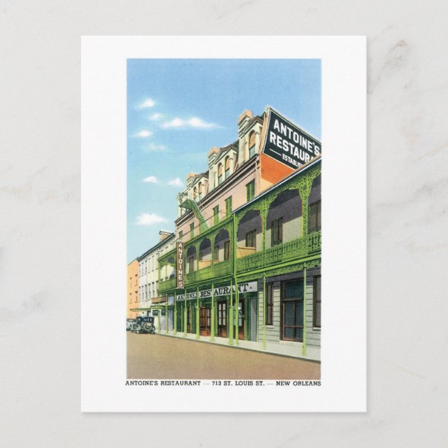 Postal Restaurante de Antoine, Nueva Orleans, Luisiana (Anverso)