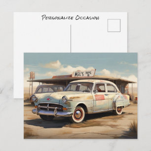 Postal Restaurante de Autoservicio de Automóviles Antiguo