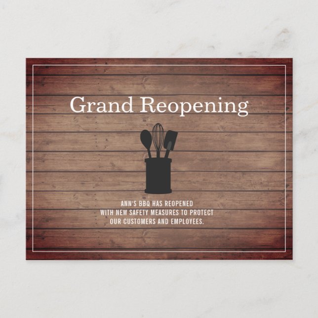 Postal Restaurante Grand ReOpening Food Wood Crock (Anverso)