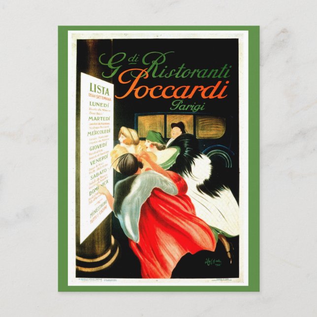 Postal Restaurante italiano Vintage Leonetto Cappiello (Anverso)