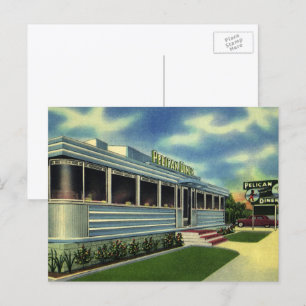 Postal Restaurante Retro Clásico de los 50 Pelican Diner
