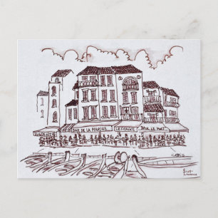 Postal Restaurantes en el paseo marítimo Cassis, Franci