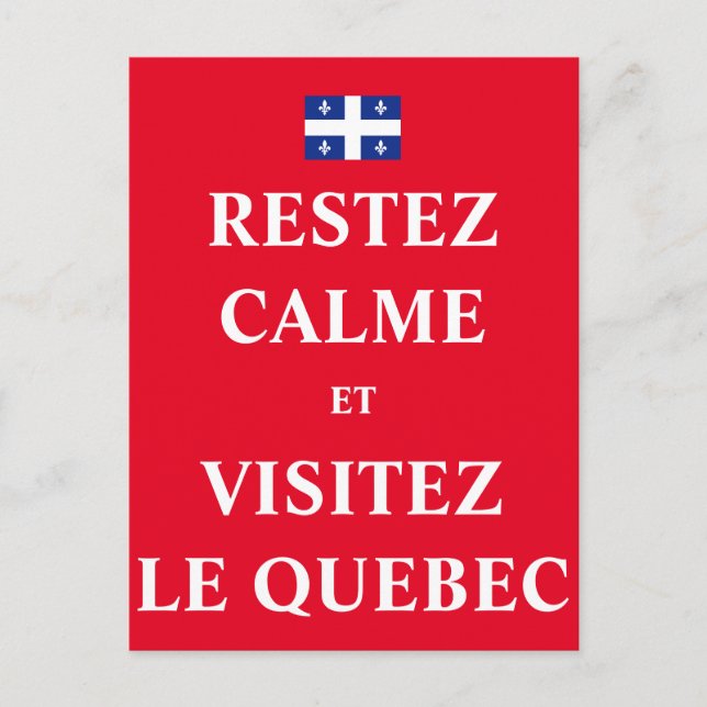 Postal Restez calme et visitez le Québec (Anverso)