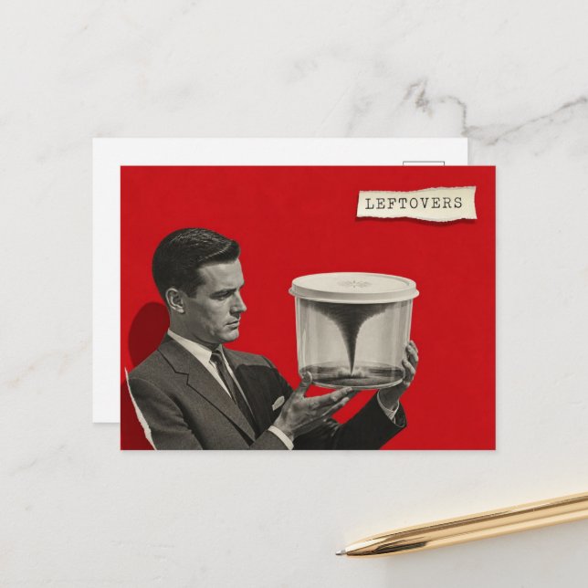 Postal restos de tornado collage retro surrealista (Anverso/Reverso In Situ)