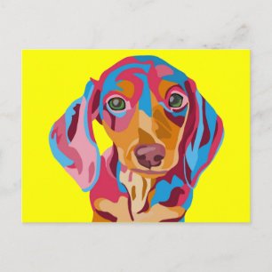 Postal Resumen amarillo Dachshund