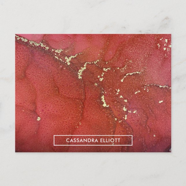 Postal Resumen Arte Líquido De Tinta De Alcohol Con Marca (Anverso)