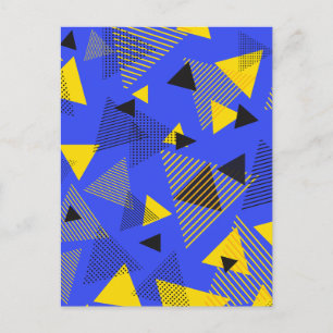 Postal Resumen arte moderno triángulos azul amarillo negr