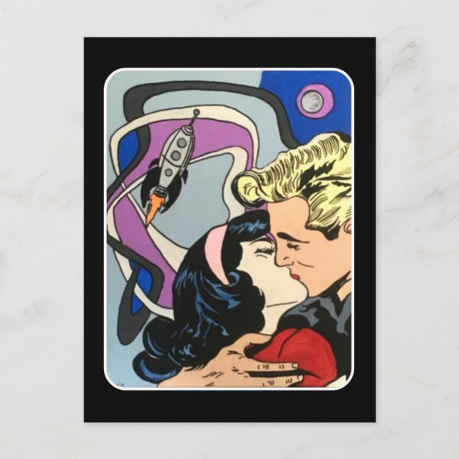 Postal Resumen atómico de la pintura de Adiós en un (Anverso)