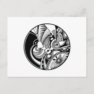 Postal Resumen Blanco Y Negro De Zendala En Círculo