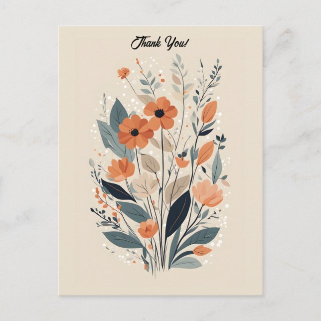 Postal Resumen Boho Floral Gracias (Anverso)