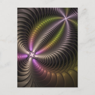 Postal Resumen brillante Trippy Colorido arte fractal 3D