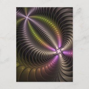 Postal Resumen brillante Trippy Colorido arte fractal 3D