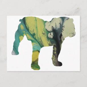 Postal Resumen bulldog Silhouette