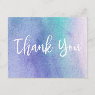 Postal Resumen color de agua morado y azul Gracias