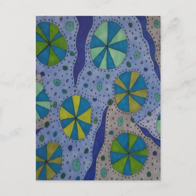 Postal Resumen cósmico azul y gris (Anverso)