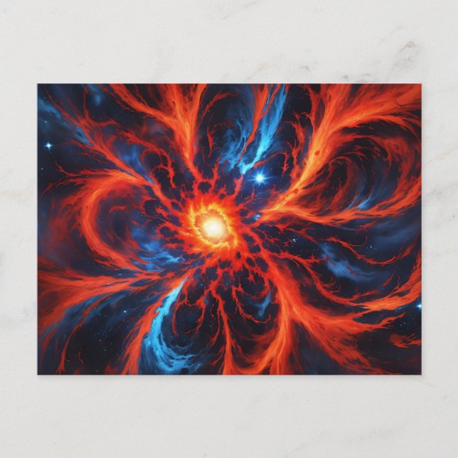 Postal Resumen cósmico de incendio celeste (Anverso)
