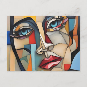 Postal Resumen cubismo rostro femenino