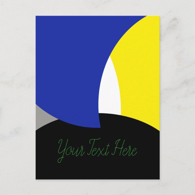 Postal Resumen de arte amarillo azul (Anverso)