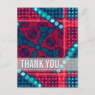 Postal Resumen de arte (azul rojo) Gracias Postcard
