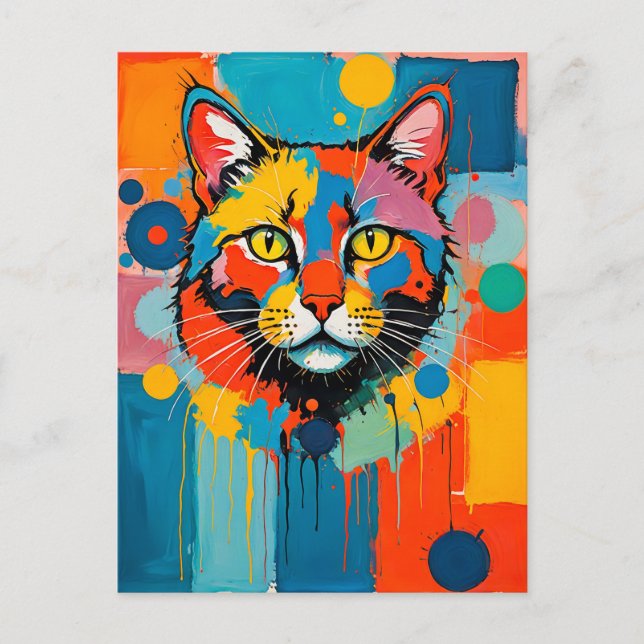 Postal Resumen de arte de gato cubista (Anverso)