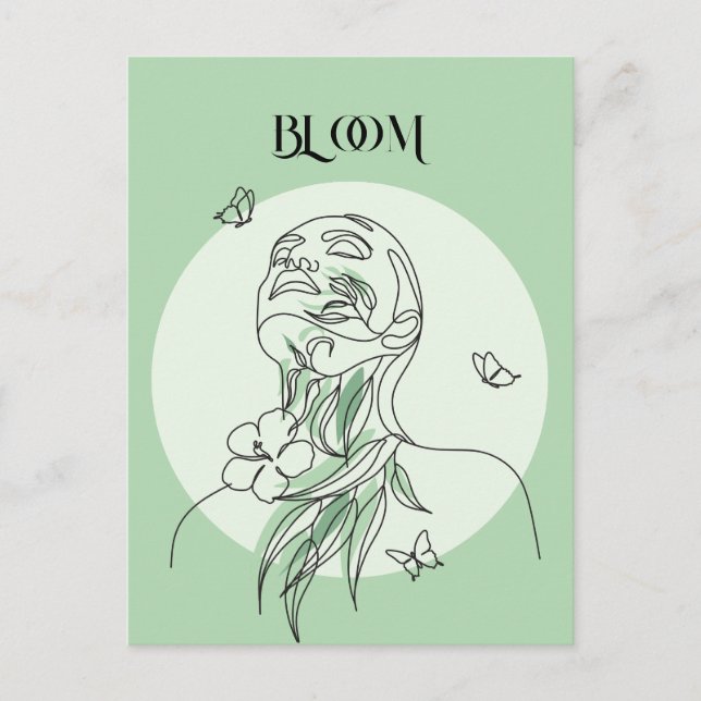 Postal Resumen de arte de línea de mujer, Poster de tonos (Anverso)