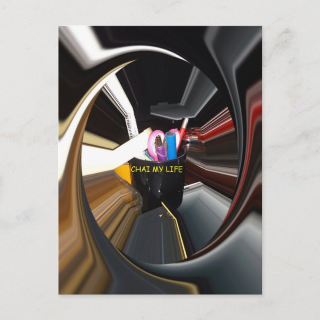 Postal Resumen de arte estacional de oficina de té de por (Anverso)