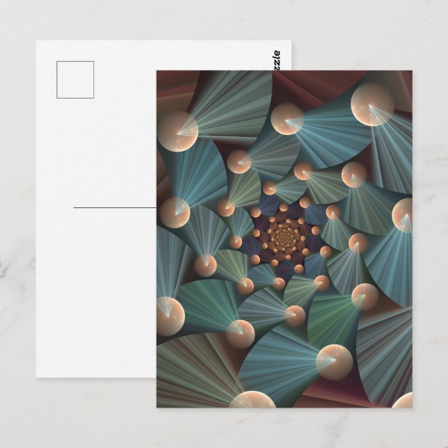 Postal Resumen de arte fractal con pizarra marrón profund (Anverso / Reverso)