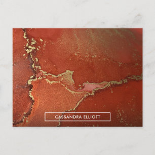 Postal Resumen de arte líquido de tinta de alcohol rojo y