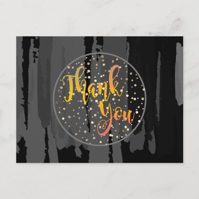 Postal Resumen de Círculo de Purpurinas de oro negro (Anverso)