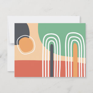 Postal Resumen de diseño retro de arte orgánico